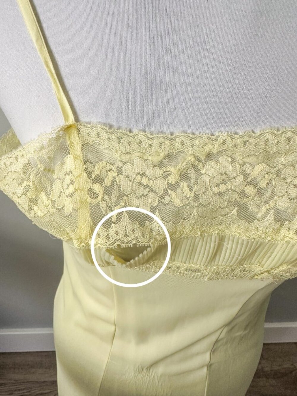 Vintage Butter Yellow Midi Lace Slip - Picture 9 of 10
